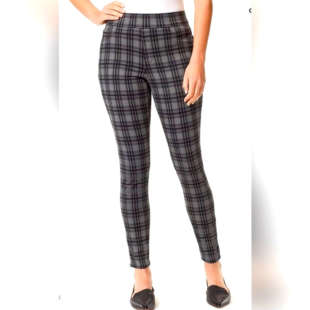 Nine West “Heidi” Pull-On Plaid Cotton Skinny Pants. New with Tags.